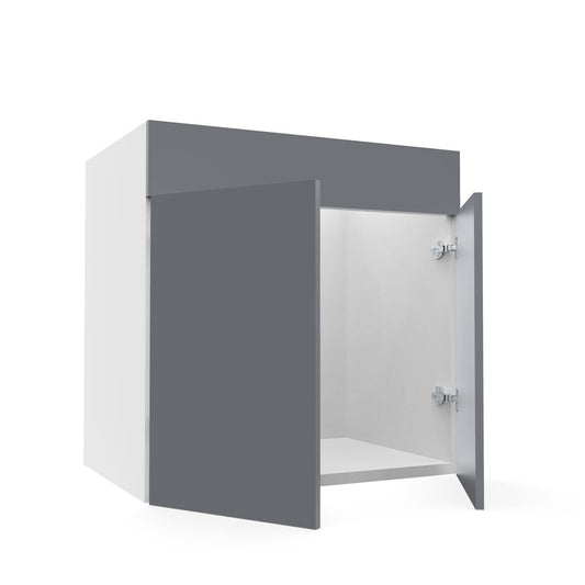 RTA - Glossy Grey - Sink Vanity Cabinets | 30"W x 34.5"H x 21"D