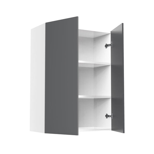RTA - Glossy Grey - Double Door Wall Cabinet | 24"W x 42"H x 12"D