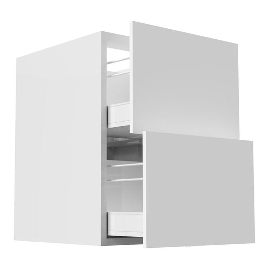 RTA - Glossy White - Two Drawer Base Cabinets | 21"W x 34.5"H x 24"D