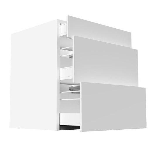 RTA - Glossy White - Three Drawer Base Cabinets | 27"W x 34.5"H x 24"D