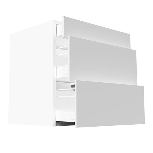 RTA - Glossy White - Three Drawer Base Cabinets | 30"W x 34.5"H x 24"D