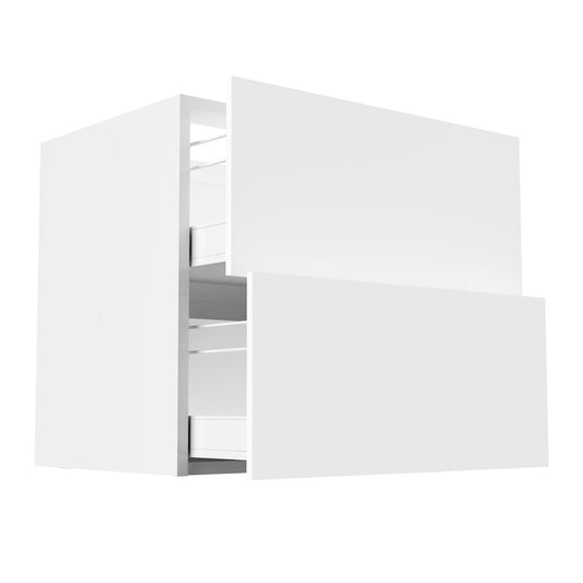 RTA - Glossy White - Two Drawer Base Cabinets | 33"W x 34.5"H x 24"D