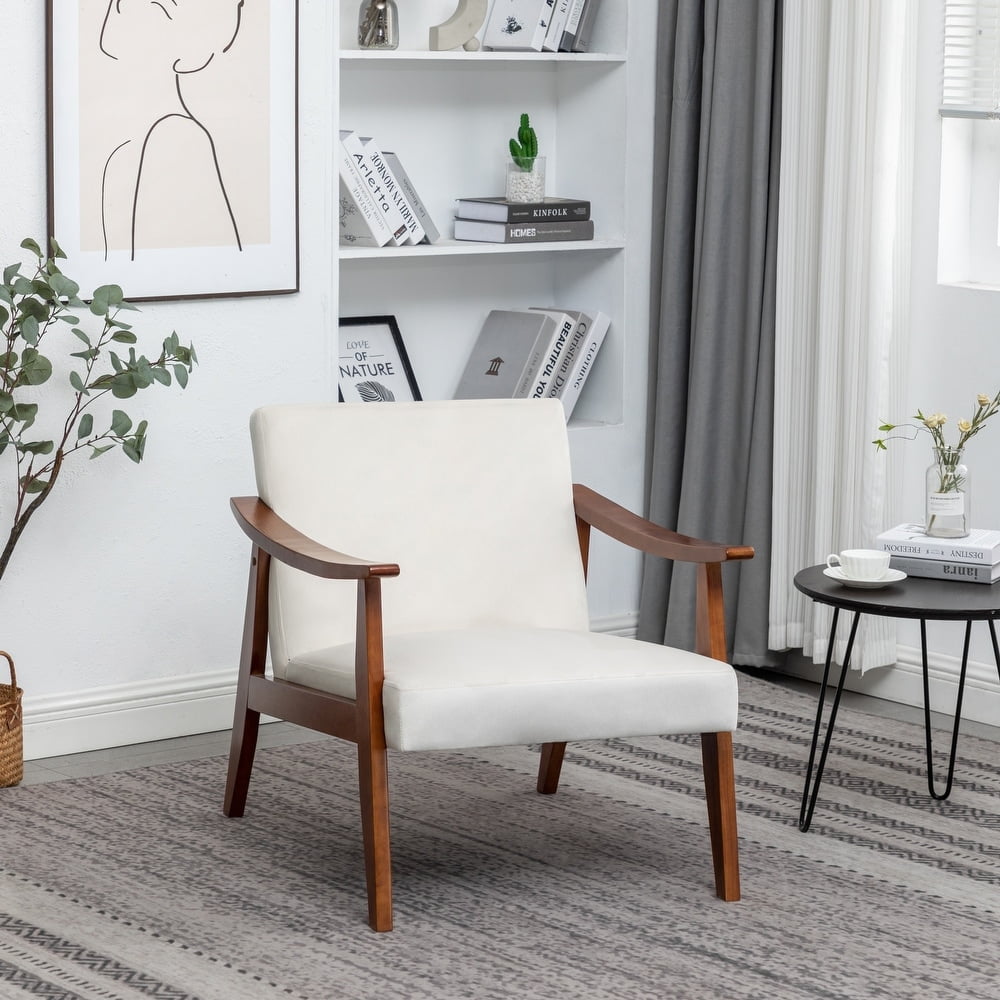 Gopal 27.2' Wide Velvet Accent Chair-Cream White