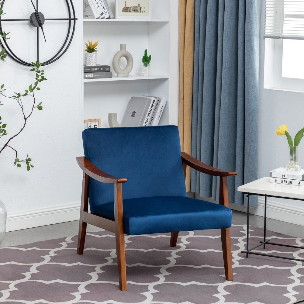 Gopal 27.2' Wide Velvet Accent Chair-Dark Blue