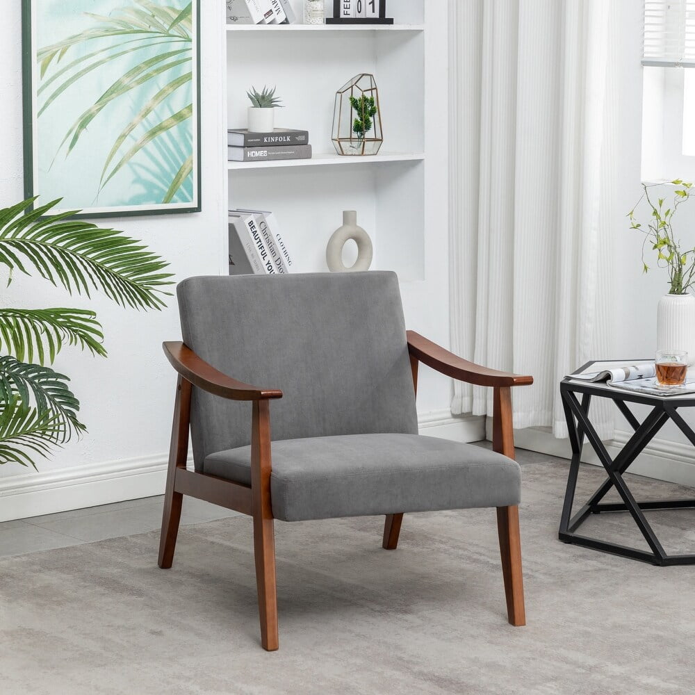 Gopal 27.2' Wide Velvet Accent Chair-Grey