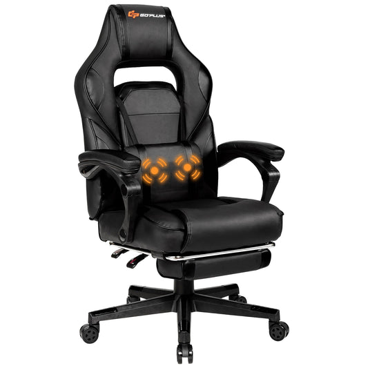 Goplus Massage Gaming Chair Reclining Racing Computer Office Chair with Footrest Black