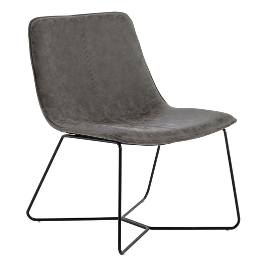 Grayson Accent Chair in Charcoal Faux Leather with Black Base