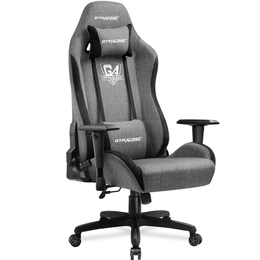 Gtracing Gaming Chair Fabric Height AdjustableReclining Office Chair, Gray