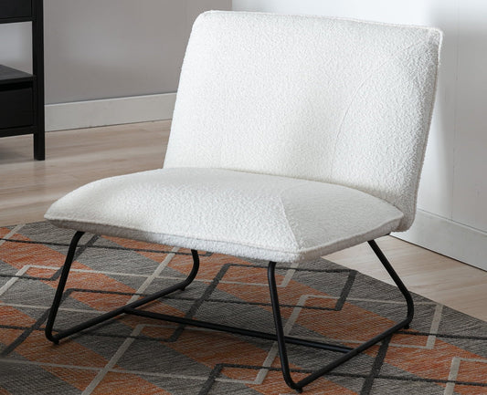 Guyou Modern Lambswool Upholstered Accent Chair, Large Width Lounge Reading Chair for Bedroom Living Room, White