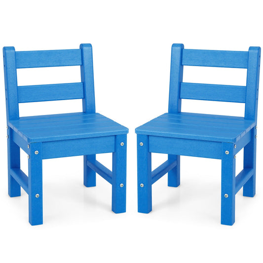 Gymax 2 PCS Kids Chairs Indoor Outdoor Heavy-Duty All-Weather Children Learning Chair Blue