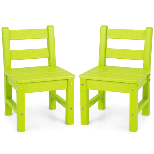 Gymax 2 PCS Kids Chairs Indoor Outdoor Heavy-Duty All-Weather Children Learning Chair Green