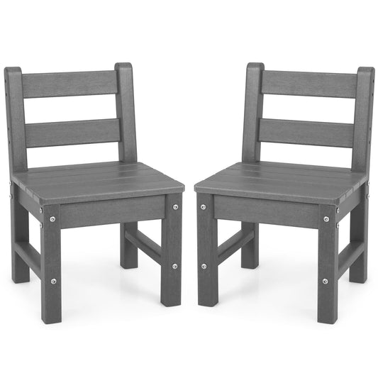 Gymax 2 PCS Kids Chairs Indoor Outdoor Heavy-Duty All-Weather Children Learning Chair Grey