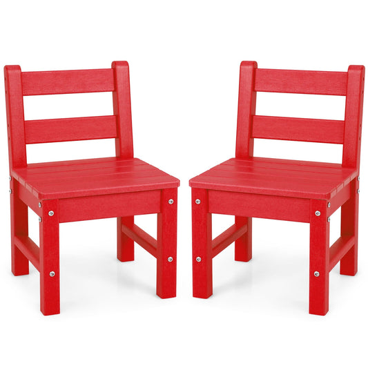Gymax 2 PCS Kids Chairs Indoor Outdoor Heavy-Duty All-Weather Children Learning Chair Red