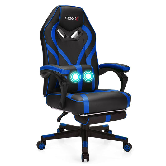 Gymax Massage Gaming Chair Racing Recliner Computer Desk Chair w/Footrest Blue