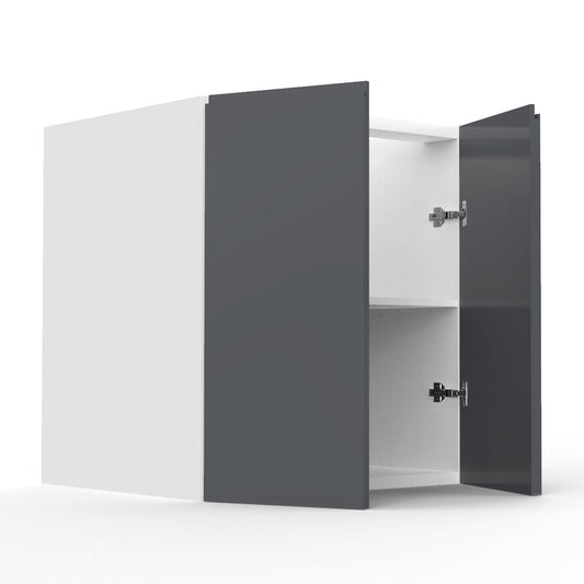 RTA - Lacquer Grey - Vanity Base Full Double Door Cabinet | 27"W x 30"H x 21"D