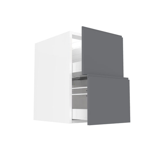 RTA - Lacquer Grey - Two Drawer Base Cabinets | 18"W x 30"H x 23.8"D