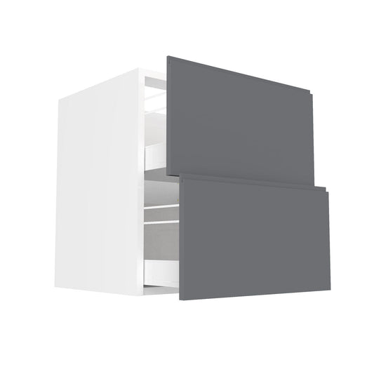 RTA - Lacquer Grey - Two Drawer Base Cabinets | 27"W x 30"H x 23.8"D
