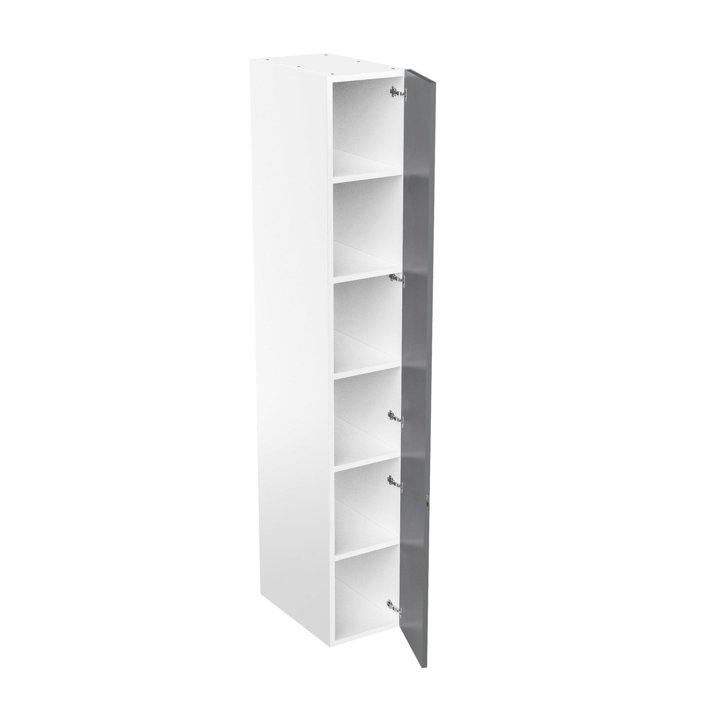 RTA - Lacquer Grey - Single Door Tall Cabinets | 15"W x 96"H x 23.8"D