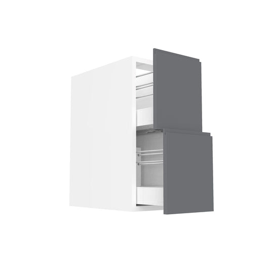 RTA - Lacquer Grey - Two Drawer Vanity Cabinets | 12"W x 30"H x 21"D