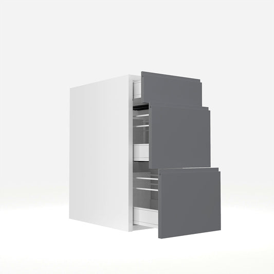 RTA - Lacquer Grey - Three Drawer Vanity Cabinets | 15"W x 30"H x 21"D