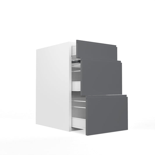 RTA - Lacquer Grey - Three Drawer Vanity Cabinets | 18"W x 30"H x 21"D