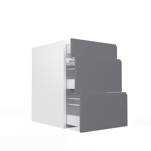 RTA - Lacquer Grey - Three Drawer Vanity Cabinets | 21"W x 30"H x 21"D