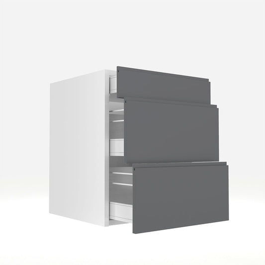 RTA - Lacquer Grey - Three Drawer Vanity Cabinets | 24"W x 30"H x 21"D