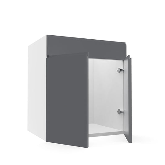 RTA - Lacquer Grey - Sink Vanity Double Door Cabinet | 24"W x 30"H x 21"D