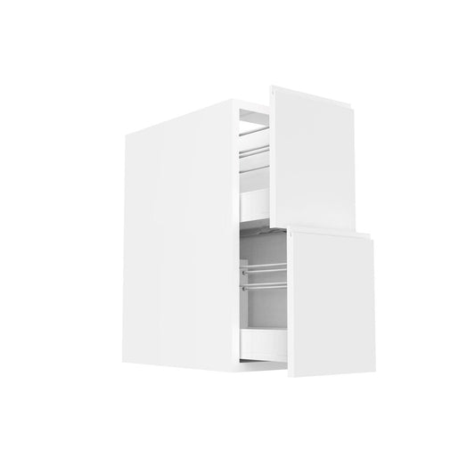 Vanity Cabinet - RTA - Lacquer White - Two Drawer | 12"W x 34.5"H x 21"D