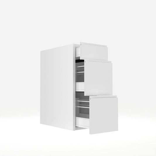 Vanity Cabinet - RTA - Lacquer White - Three Drawer | 12"W x 34.5"H x 21"D