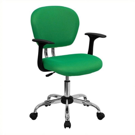 Scranton & Co Mid-Back Mesh Office Chair with Arms in Bright Green