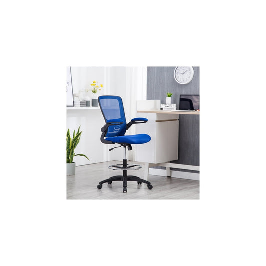 Serena Mesh Drafting Chair, Tall Office Chair for Standing Desk by Naomi Home-Color:Blue