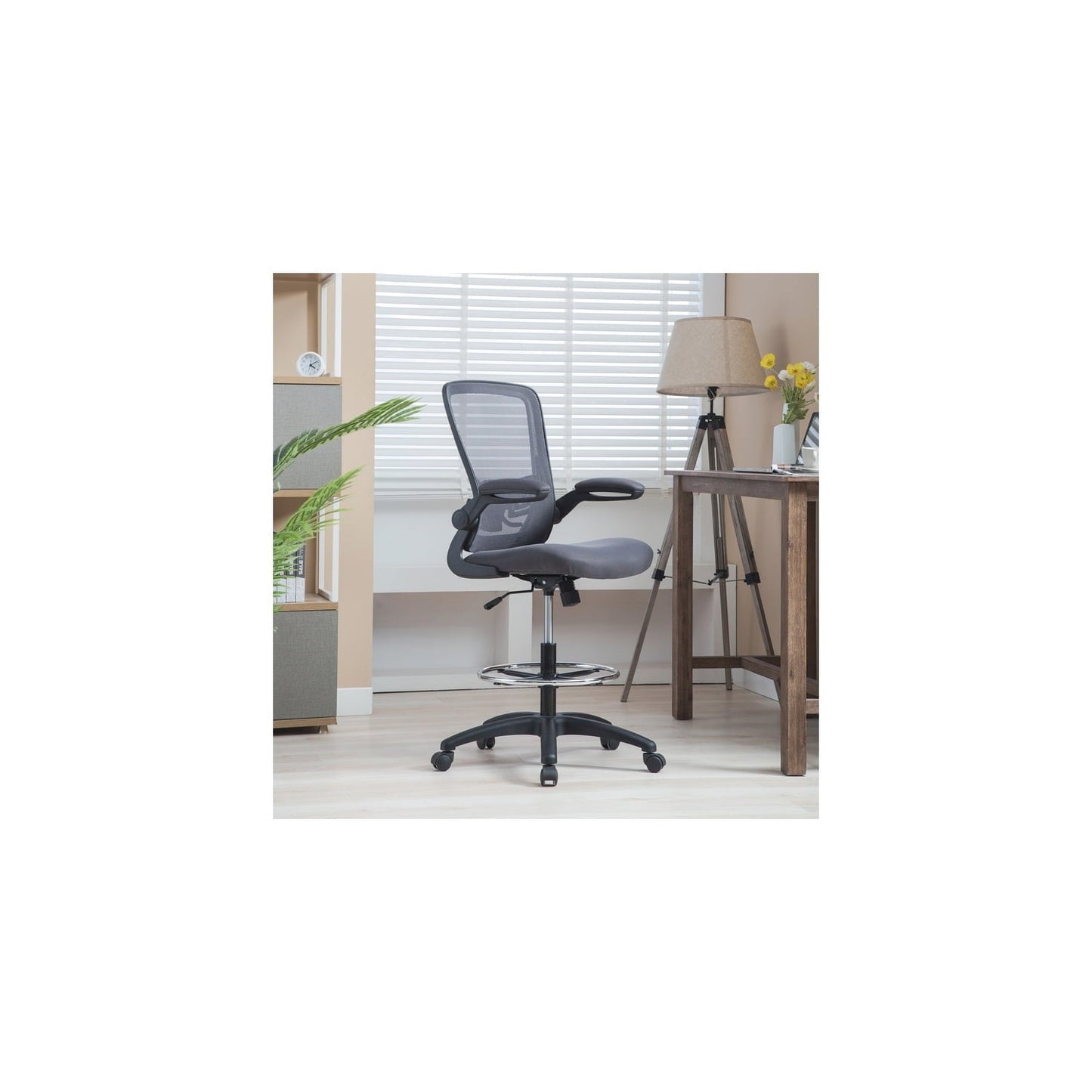 Serena Mesh Drafting Chair, Tall Office Chair for Standing Desk by Naomi Home-Color:Gray