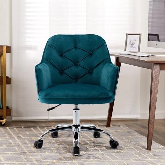 Sesslife Fabric Task Chair, Mid-Back Support Office Chair with Rolling Wheel, Modern Leisure Arm Chair, Adjustable Computer Desk Chair, Green