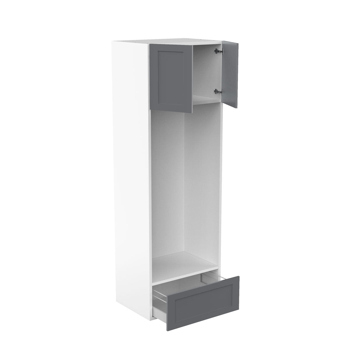 RTA - Grey Shaker - Double Oven Tall Cabinets | 30"W x 84"H x 23.8"D