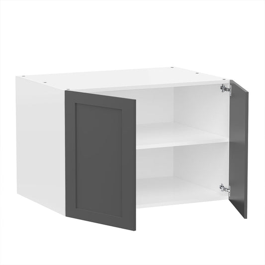 RTA - Grey Shaker - Double Door Refrigerator Wall Cabinets | 33"W x 24"H x 24"D