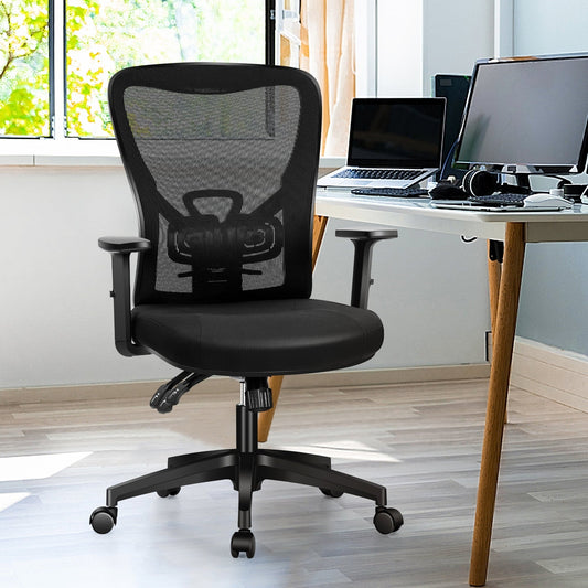 Summit Living Ergonomic Swivel Office Chair, Breathable High Back Mesh Computer Desk Chair with Adjustable Armrest and Lumbar for Home Office, Black