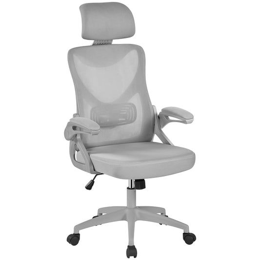 Topeakmart High Back Ergonomic Mesh Office Chair with 90¡ã Flip-up Armrest, Full Gray