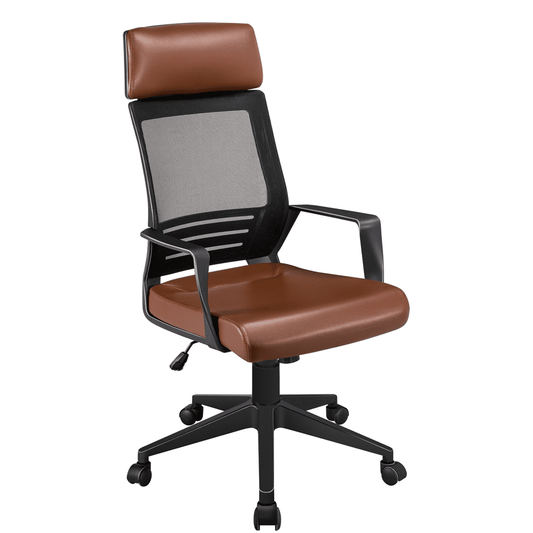 Topeakmart Mesh Office Chair Height Adjustable Computer Chair Ergonomic Swivel Chair Brown