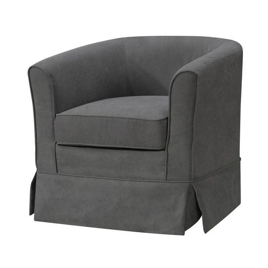 Tucker Woven Fabric Swivel Barrel Chair Gray