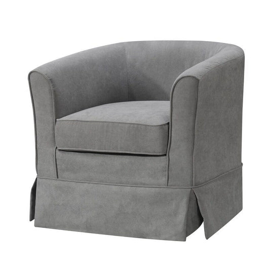 Tucker Woven Fabric Swivel Barrel Chair Steel Gray