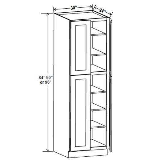 Wall Pantry Cabinet - 30W x 84H x 30D - Aria Shaker Espresso
