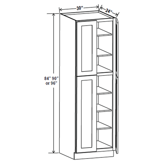 Wall Pantry Cabinet - 30W x 96H x 30D - Aria Shaker Espresso - RTA