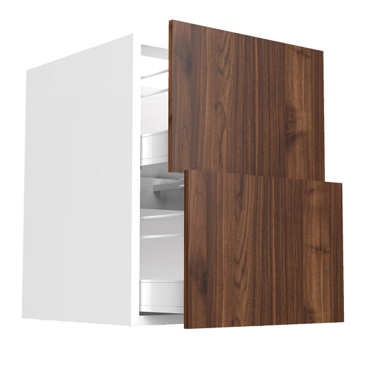 RTA - Walnut - Two Drawer Base Cabinets | 21"W x 34.5"H x 24"D