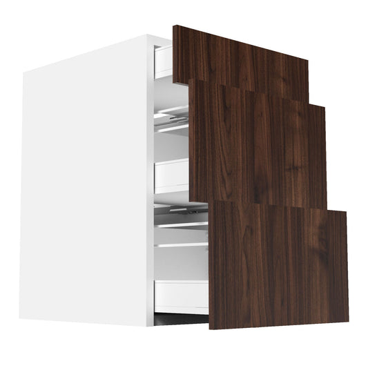 RTA - Walnut - Three Drawer Vanity Cabinets | 21"W x 34.5"H x 21"D