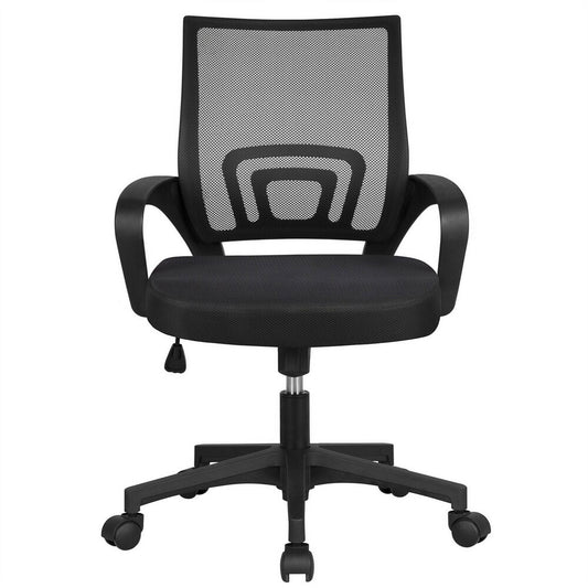 Yaheetech Adjustable Ergonomic Office Chair MidBack Mesh Swivel Chair Black