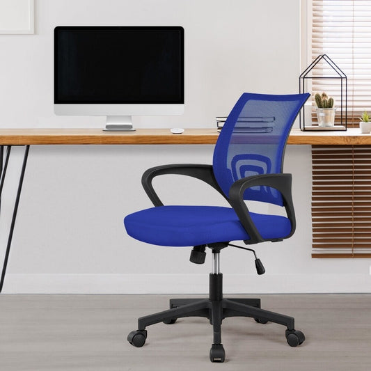Yaheetech Adjustable Ergonomic Office Chair MidBack Mesh Swivel Chair Blue
