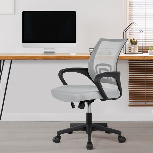 Yaheetech Adjustable Ergonomic Office Chair MidBack Mesh Swivel Chair Grey