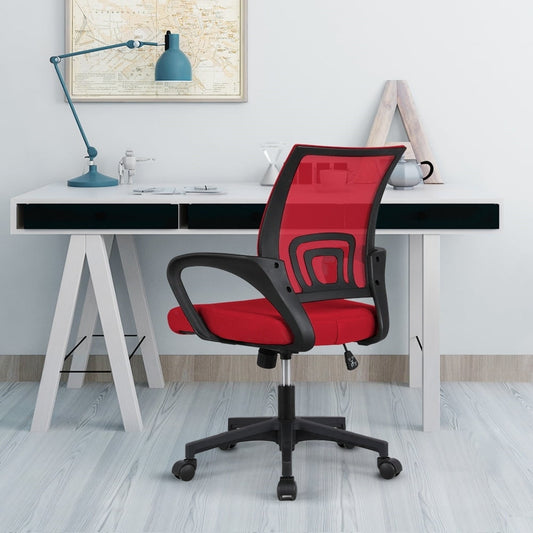 Yaheetech Adjustable Ergonomic Office Chair MidBack Mesh Swivel Chair Red