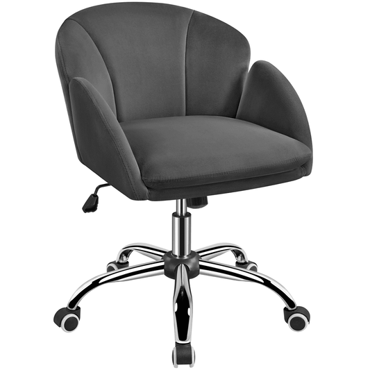 Yaheetech Modern Rolling Vanity Chair with Armrests, Dark Gray